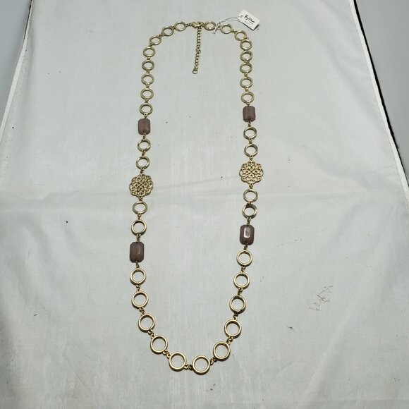 Bijou gold chain link with rose quartz necklace - Picture 7 of 7